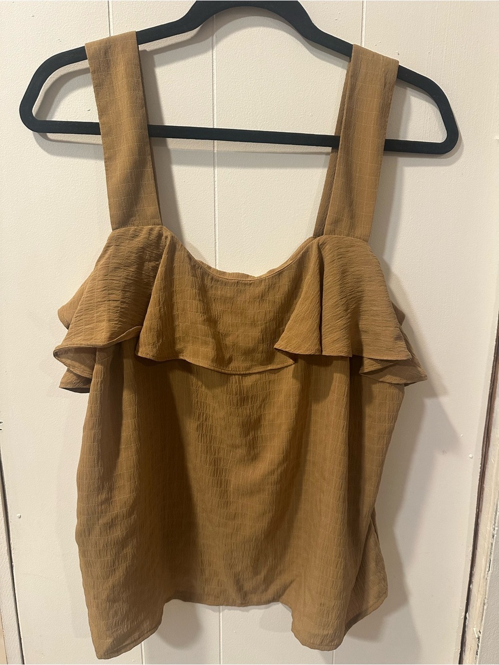 Nine West Women's Ruffle-Front Tank Top in Mustard - Picture 9 of 9